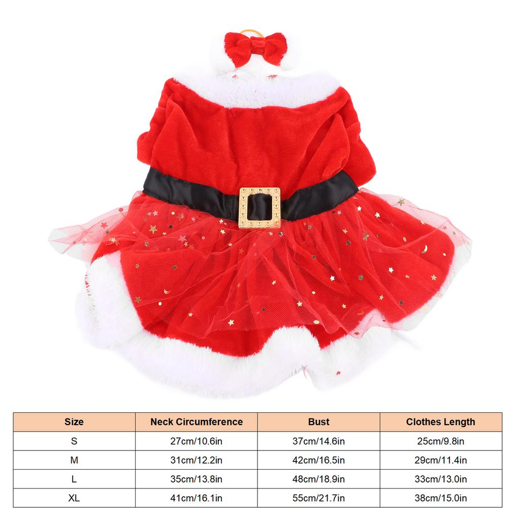 Dog Cat Christmas Clothing Pet Christmas Costume Cute Comfortable Adjustable with Bow Headdress for Christmas Theme Party