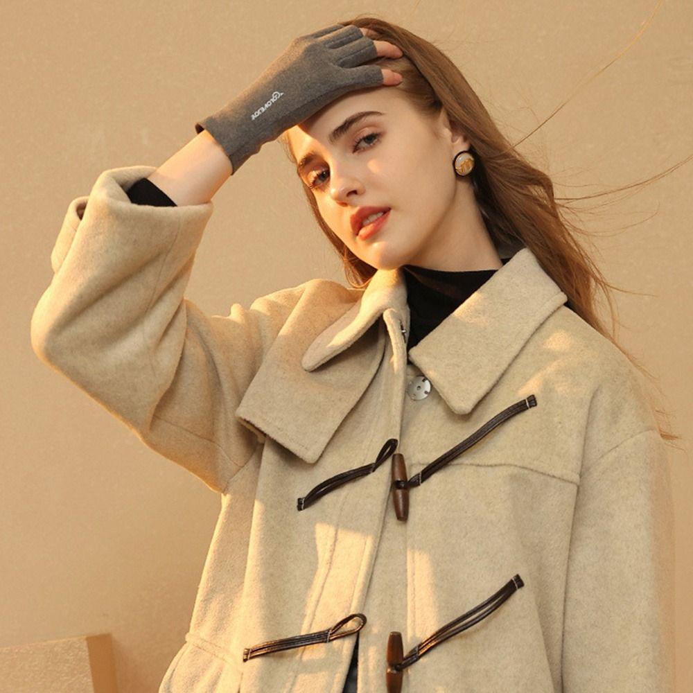 Немецкие бархатные сенсорные перчатки для верховой езды, перчатки с половиной пальцев, перчатки с полупальцами, короткие варежки, теплые перчатки