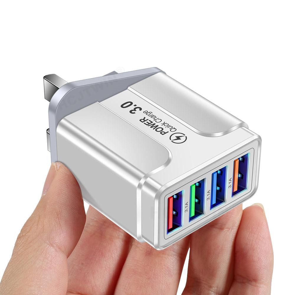 Быстрая зарядка на 4 USB Quick Charge 3.0 Быстрая USB-зарядка от сети Портативное мобильное зарядное устройство Адаптер QC 3.0 для Xiaomi IPhone X Вилка EU US