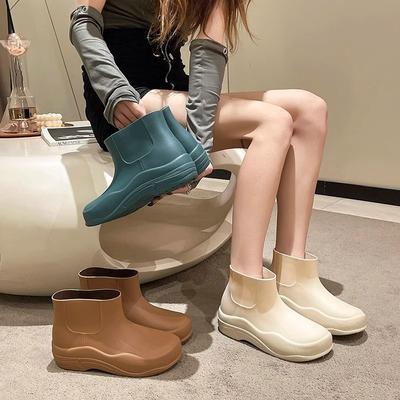 Японская дождевая обувь женская модная короткая резиновая обувь на мягкой подошве кухонные бахилы взрослая водная обувь женские водонепроницаемые и нескользящие резиновые сапоги