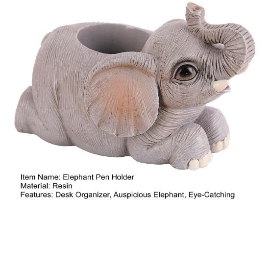 Держатель для ручек в виде слона, смоляной держатель для стола в виде счастливого слона, держатель для карандашей в виде слона, подарок для женщин, домашний офис, декор