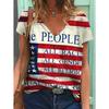 Летний топ с V-образным вырезом и 3D-принтом ко Дню независимости США, модная повседневная женская футболка с коротким рукавом