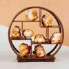 Yousheng Miniature Display Shelf Chinese Style Furniture Round Decorative Shelf Ornament for 1:12 Dollhouse Miniature Model