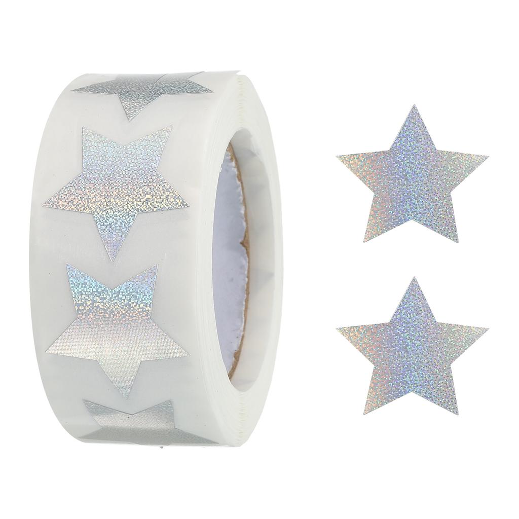 1/2Roll Laser/Glitter Star Stickers 25mm Self-Adhesive Sparkling Labels Stationery Stickers for Notes Greeting Cards Gift Boxes