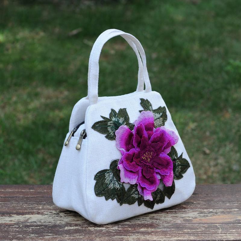 Ethnic Style Women's Printed Canvas Embroidered Tote Cotton Canvas Cell Phone Handbag Hundred Square Bag To High Quality Elegant Handbags
