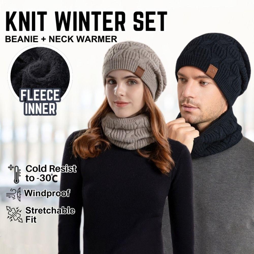 Мягкий зимний набор шапка-бини и шарф, утолщенная теплая шерстяная шапка, защита от холода, термотрикотажная шапка, женский/мужской
