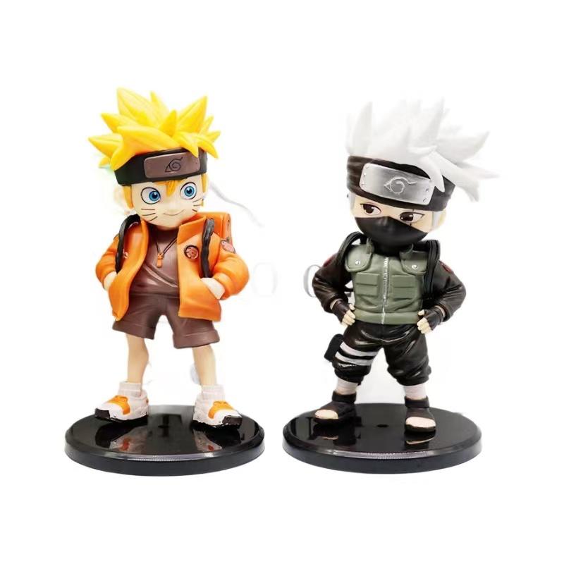 Naruto Hatake Kakashi Naruto Uzumaki Q Edition Figure Backpack Model Creative High-value Doll with Base Car Desktop Ornaments
