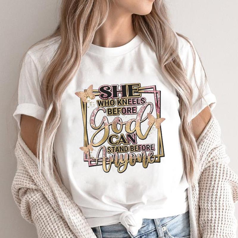 (Азиатский размер) Футболка с принтом Butterfly Flower Faith Trend, милая, повседневная, с коротким рукавом, женская, повседневная, модная