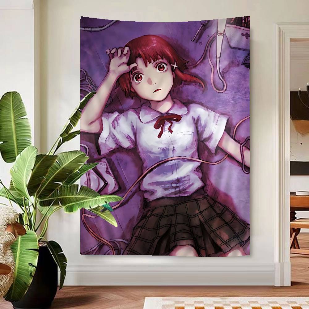 Serial Experiments Lain Cartoon Anime Tapestry Hippie Flower Wall Carpets Dorm Decor Cheap Hippie Wall Hanging