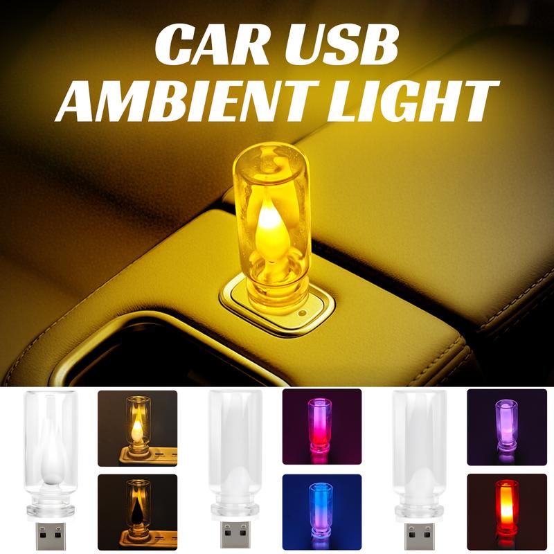 Car USB LED Rainbow Color Atmosphere Light LED Filament Lamp Portable Lighting Plug and Play Decorative Atmosphere Light