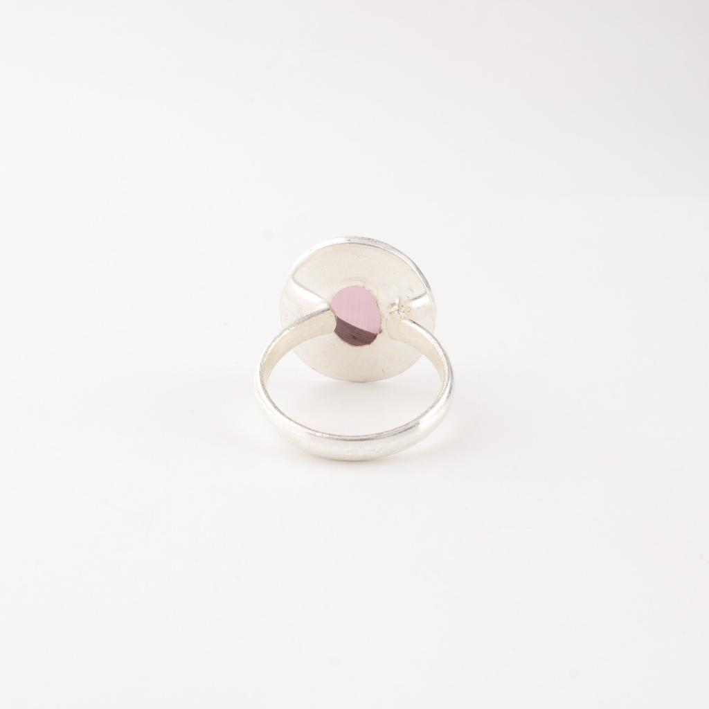 Pink Cat's Eye Gemstone 925 Sterling Silver Jewelry Handmade Anniversary Ring RR-62-40