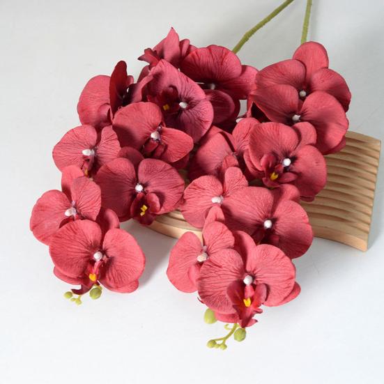 Искусственные Цветы Фаленопсис 100 см Длинный Стебель Реалистичные На Ощупь Искусственная Ветка Орхидеи с 9 Головками Полностью Расцветшие для Вазы Дома Свадебной Вечеринки Центральный Элемент