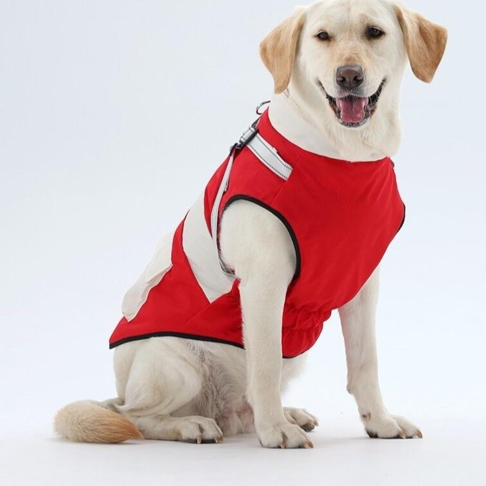 Waterproof Dog Cotton Clothes with Harness Winter Dog Coat Medium Large Dogs