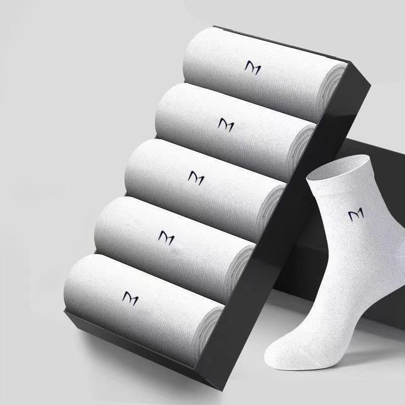 Men's Mid-Tube Antibacterial Cotton Socks - Breathable, Deodorizing, Anti-Sweat, Business Casual for All Seasons