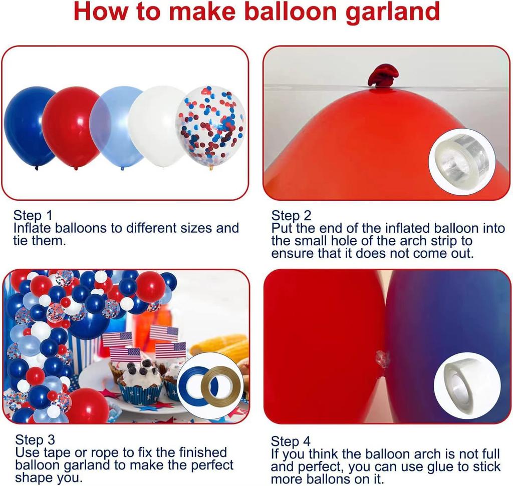 Набор цепочки из воздушных шаров на День независимости, венок-арка для вечеринки по случаю дня рождения мальчика, украшение в красно-синей тематике