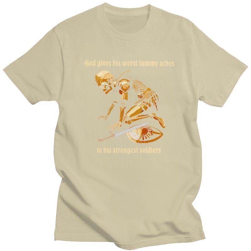 God Gives His Worst Tummy Aches To His Strongest Soldiers T Shirt Short Sleeves Tee Shirt Loose Oversized Pure Cotton Tee Tops
