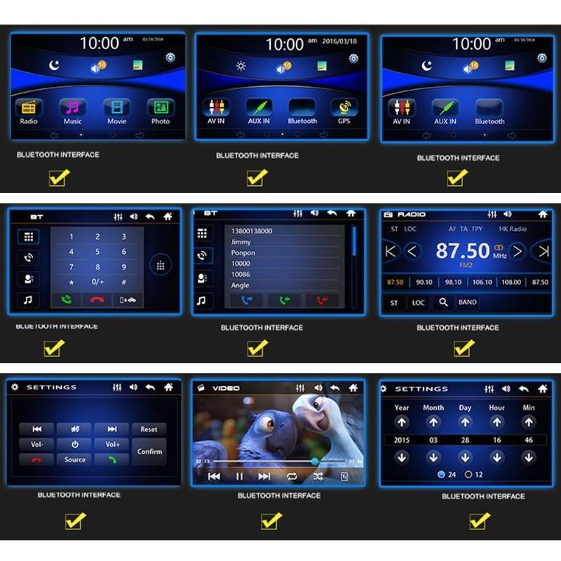 1 Din 7inch HD Touch Screen Bluetooth Car Stereo GPS MP5 MP3 Player Radio USB/TF/AUX