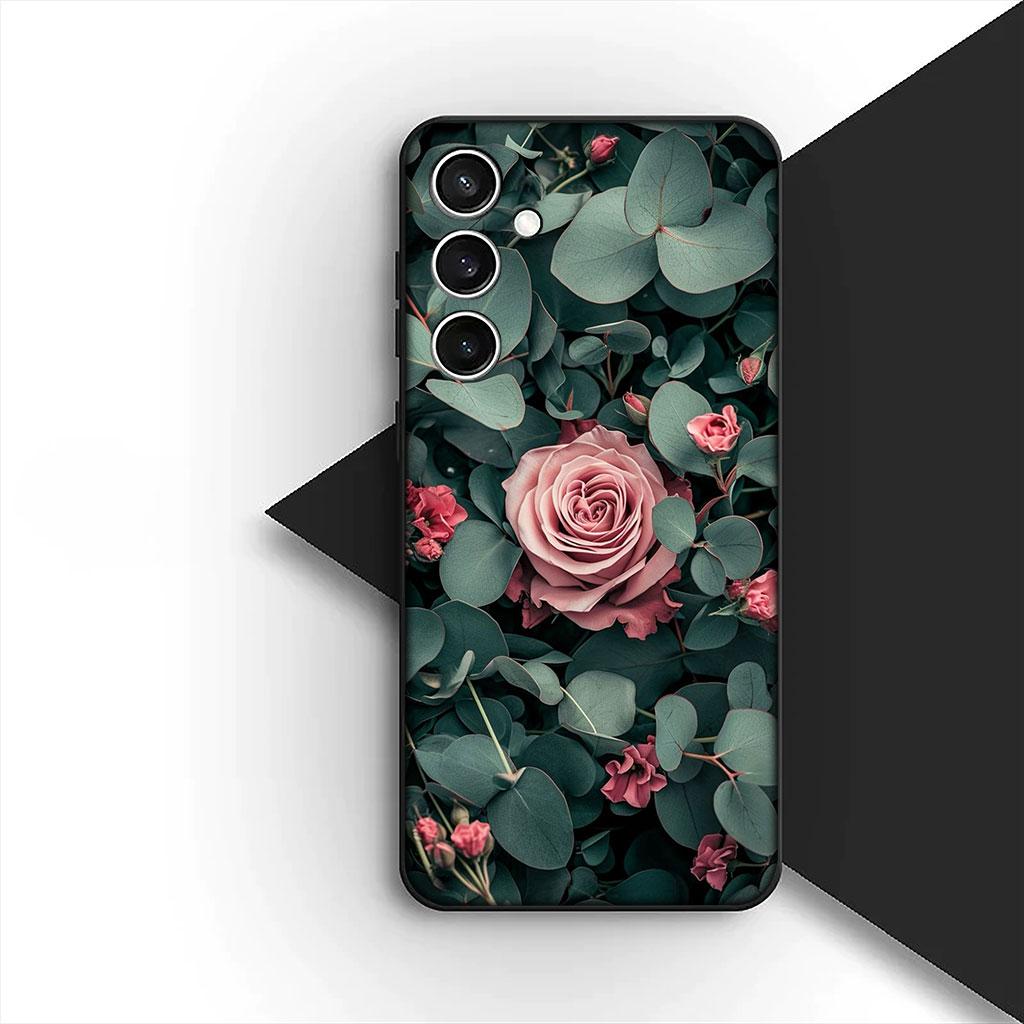Чехол для телефона для Samsung Galaxy S25 S24 S23 FE Ultra Plus S7 Edge S25+ S23+ A56 5G Funda Корпус Мягкий чехол Цветок мака Цветение Роза
