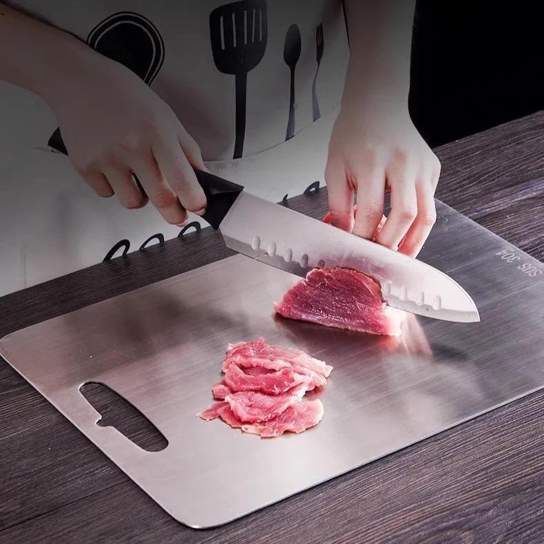 Stainless Steel Panel and Chopping Board Kitchen Household Thickened Double Sided Cutting Board Block Kneading Dough Board