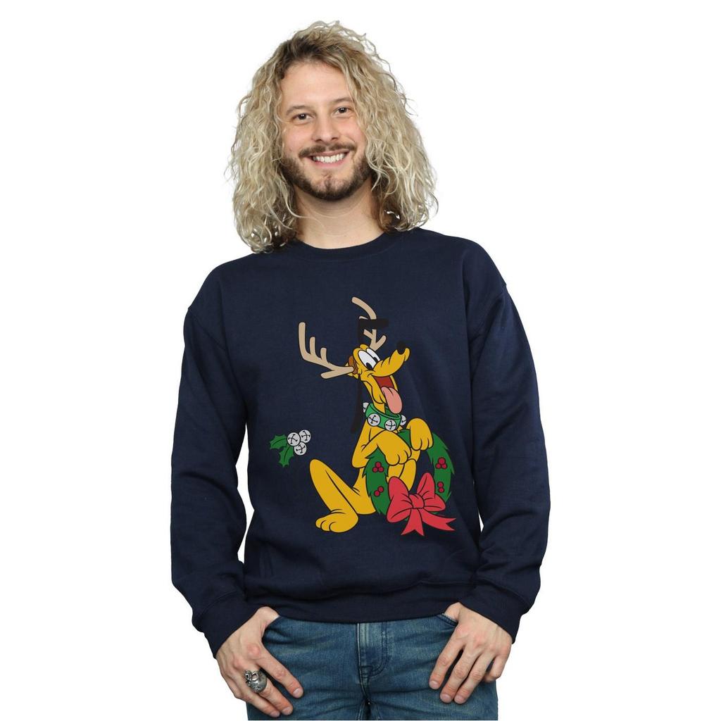 Disney Mens Pluto Christmas Reindeer Sweatshirt
