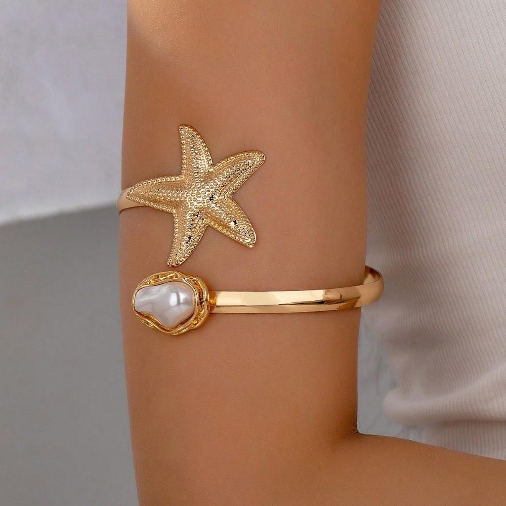 Pearl Starfish Upper Arm Cuff Bracelet Summer Armlet Bangle Ocean Beach Jewelry