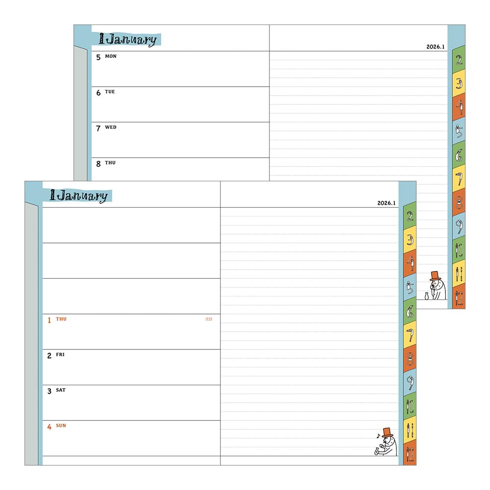 Карманный дневник Midori, 2026, B6, Недельный, Издание ограничено, с закладкой, Дизайн «Старик», 22376006 (Начинается в январе 2026 года)
