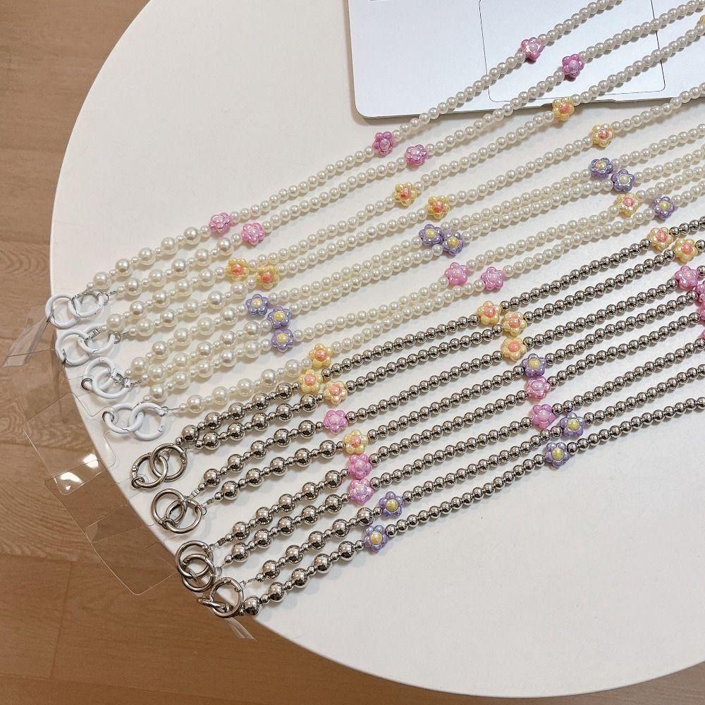 Подвесной шнурок для мобильного телефона из веревки с цветочными бусинами, ремешки на шею для телефона, подвеска для чехла телефона