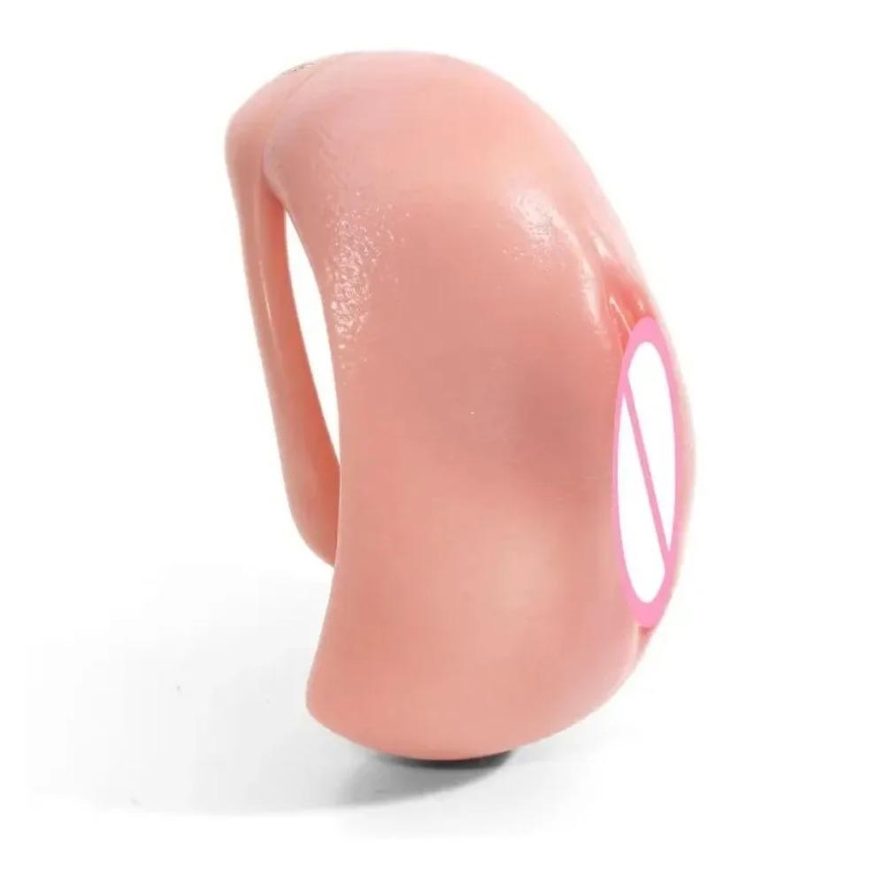 Реалистичная текстура вагины Клетка целомудрия – 4 размера Кольца для пениса для мужчин | Изогнутый замок для члена Бондаж-игрушка для сисси и гей-фетиш-игр