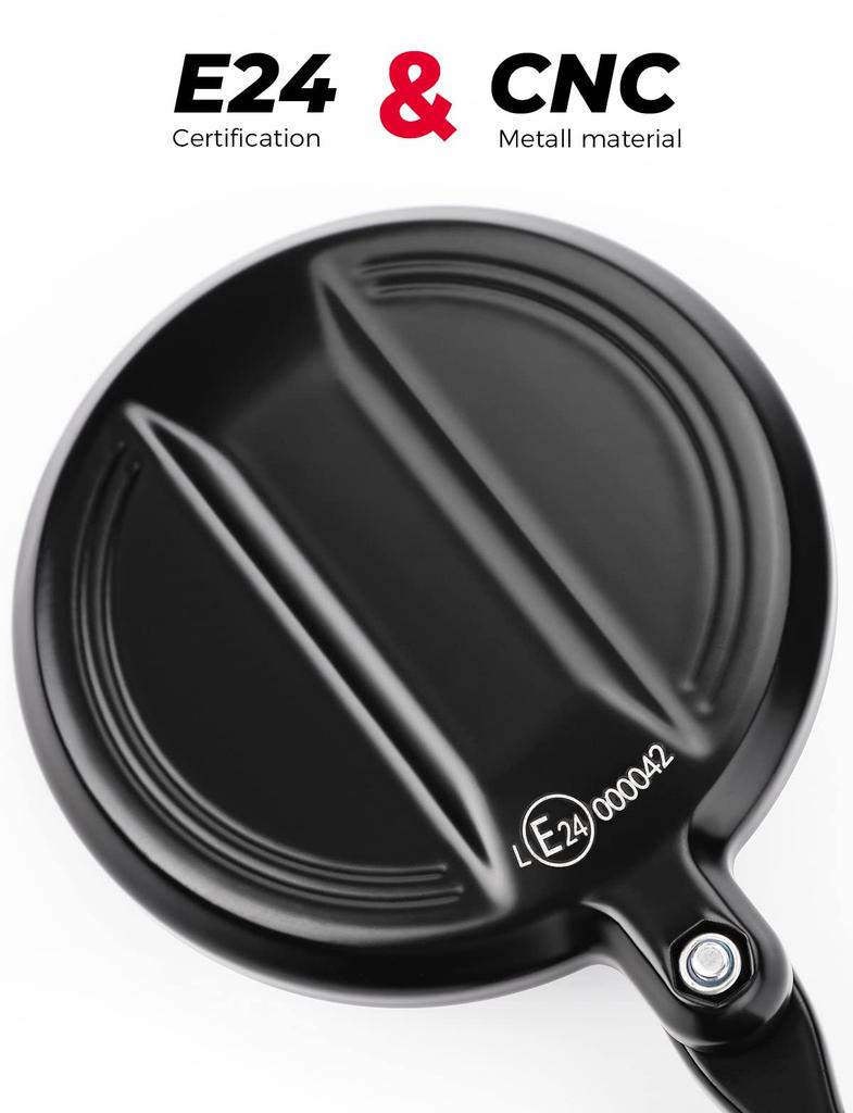 KEMIMOTO Bar End Mirror, Motorcycle Right and Right Set, Bike Mirror, Round Type, For