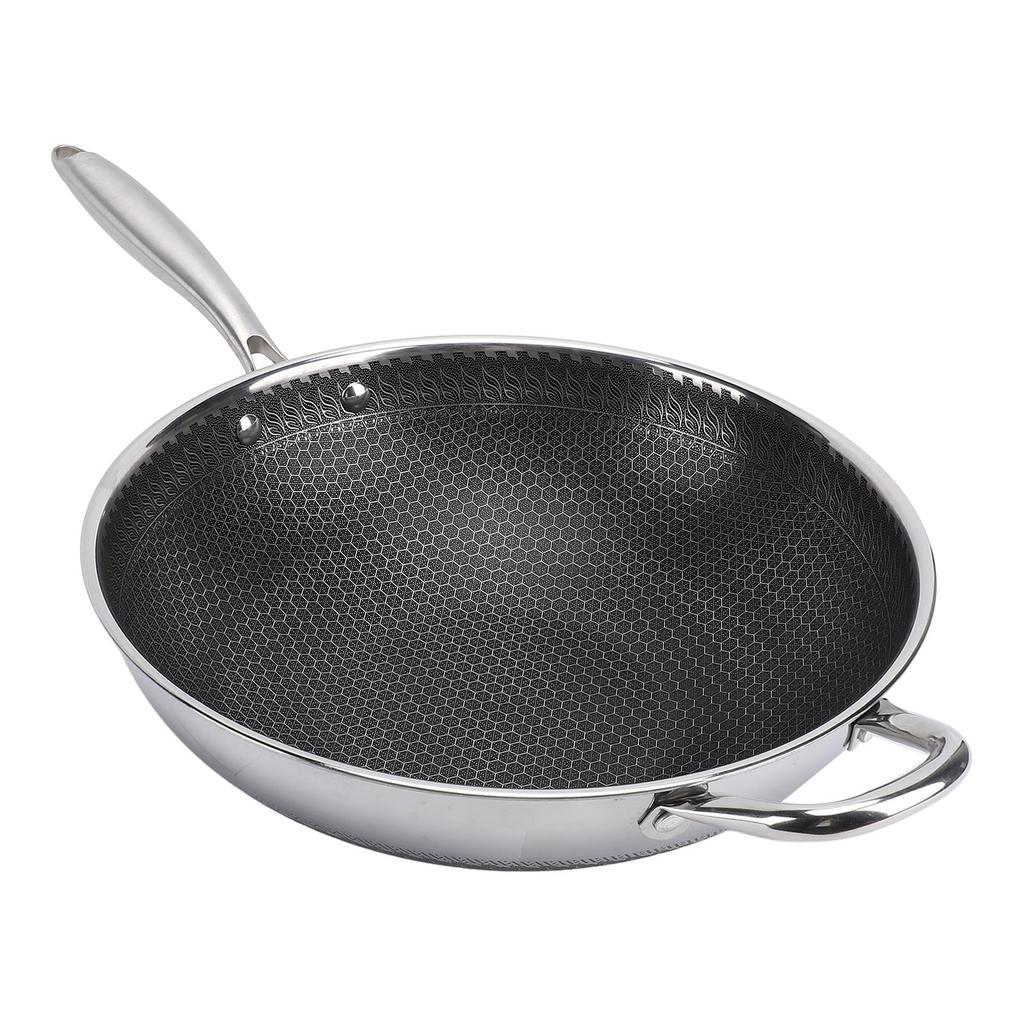 Сковорода-вок 304 из нержавеющей стали, круглая сковорода-вок с антипригарным покрытием, глубокая сковорода с сотами