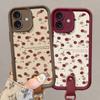 Luxury Rose Flower Strap 16 Phone Cases for iPhone 13 11 14 15 Plus 12 16 Pro Max X XR XS 15pro MAX Case Silicone Lanyard Cover