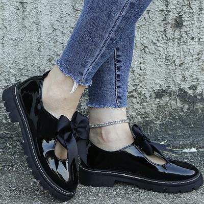 Новые весенне-осенние модные женские туфли на плоской подошве с бантом, туфли на одной платформе с круглым носком, женская женская обувь на мягкой подошве, большие размеры 35–43