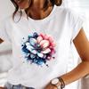 (Asian Size) Clothing Ladies Sweet Cute Flower Casual Women Tee Top Short Sleeve T Shirt Fashion Print Lady Female Graphic T-shirts