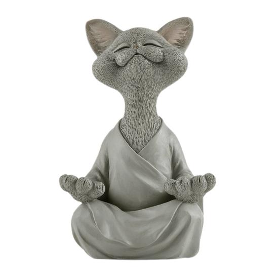 Статуэтка Будды-кота, сидящая статуя кошки для медитации, статуэтка Будды-кота из смолы, настольное украшение, коллекция