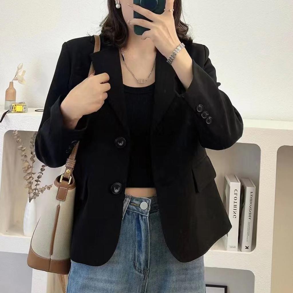 Шикарный и модный женский пиджак, классический черный женский пиджак