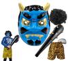 Demon Mask Set for Made of Red Blue Demon and Demon Pants Included Blue Demon [XP Design] Setsubun, Papier-mâché, Demon, Wig, Club, (Papier-mache Set)