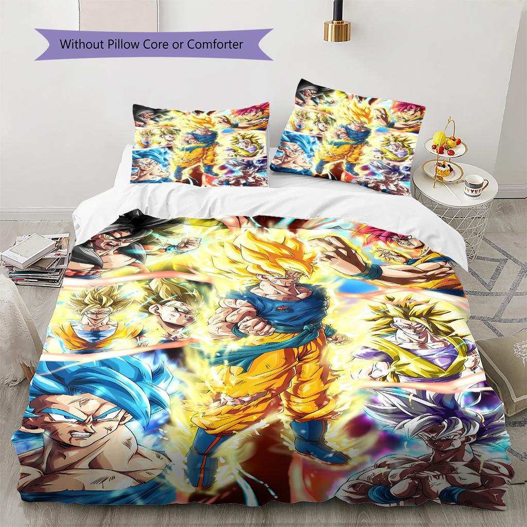Dragon Ball Queen Size Bedding Set Soft Duvet Cover Pillowcases Durable for Bedroom