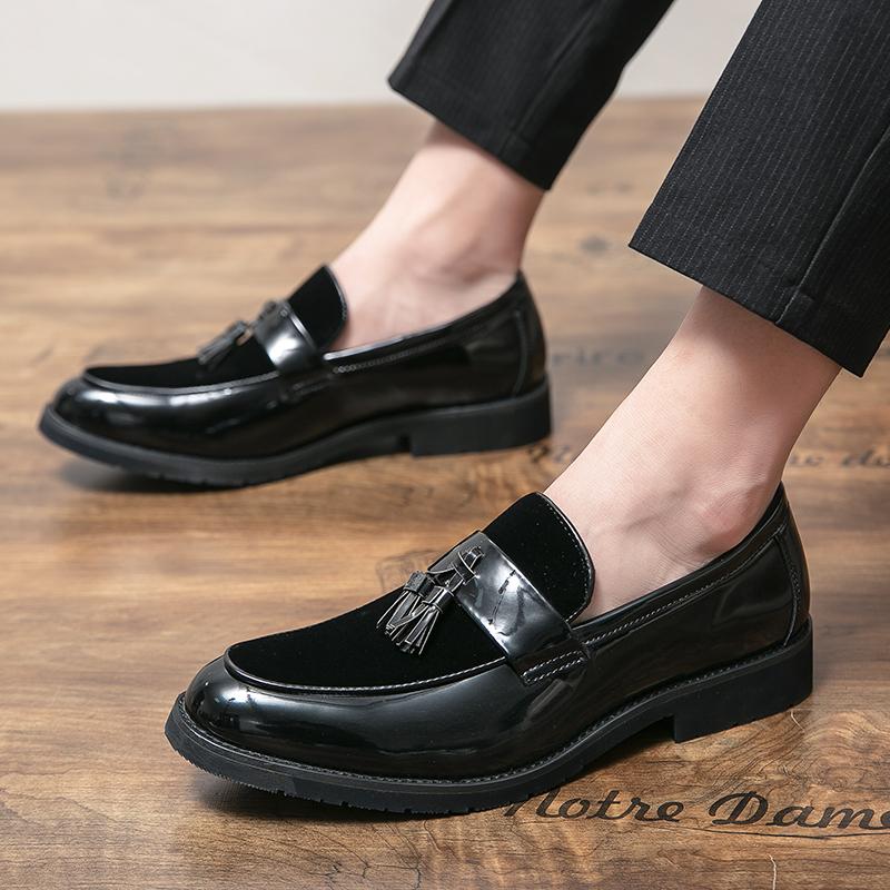 British Style Men's Comfortable Foot Cover Lazy Flow Su Le Fu Shoes Fashionable Patent Leather Breathable Pointed Bean Shoes