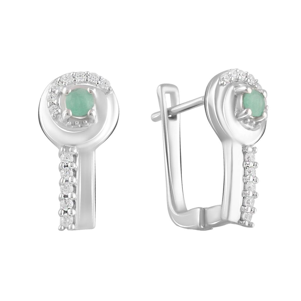 Silver Earrings with Natural Emerald 0.19ct (2106265)