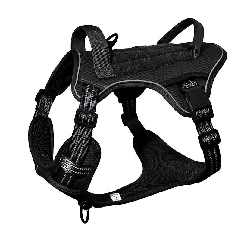 Dog Tactical Harness Vest Pet Dog Harness with 5pcs Dog Patches, Reflective Pet Harness No Pull with Durable Soft Padded Handle