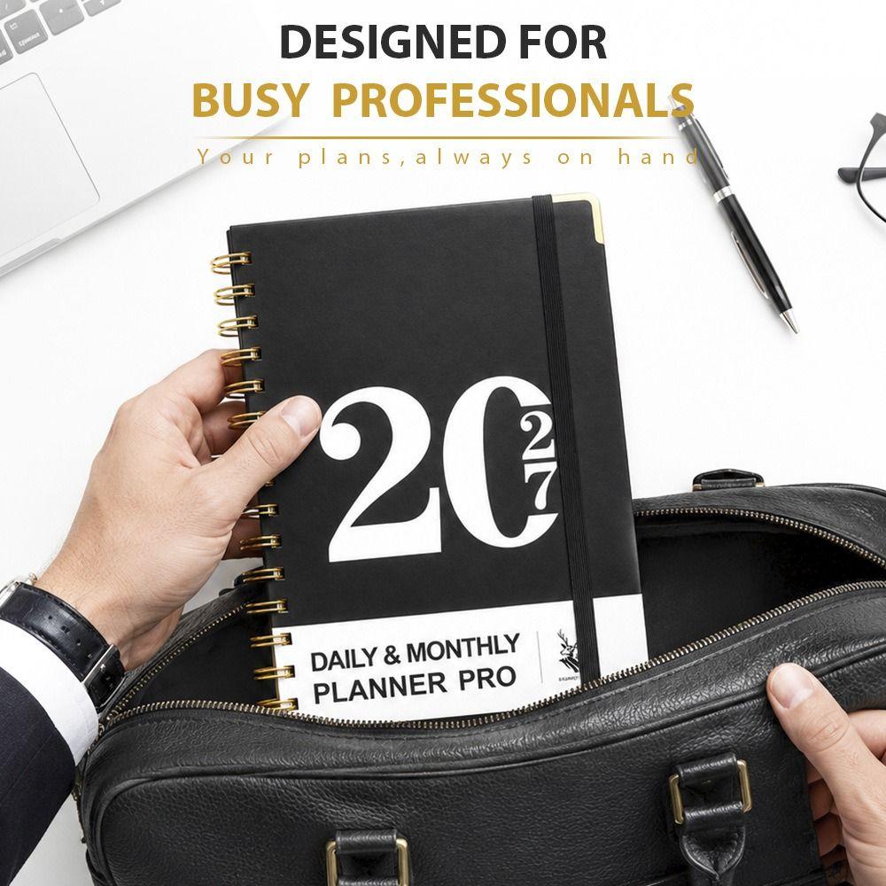 Yearly Schedule 2027 a5 Planner 320 Pages 12-Month Agenda Planning Notepad Simple with Index Sticker Hardcover Notebook