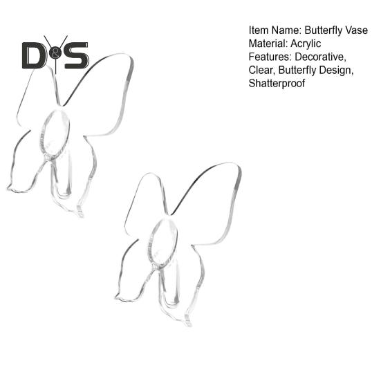 2 шт. ваза-бабочка прозрачная акриловая ваза для цветов настольное украшение ваза-бабочка для гостиной спальни столовой офиса декор