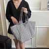 Вместительные клетчатые женские холщовые сумки через плечо, простые повседневные женские сумки для покупок, сумки-тоут для книг для студенток, дорожные сумки