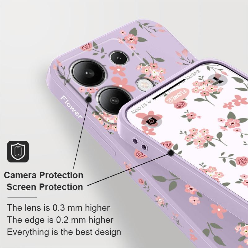 Чехол для телефона с цветочным ароматом для Xiaomi Redmi Note 14 13 12 12S 11 11S 10 10S 9 9S Pro Plus 4G 5G Жидкий силиконовый чехол