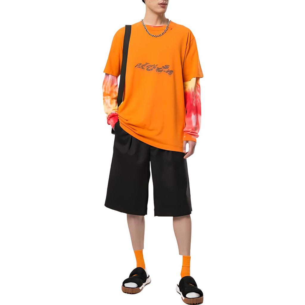 Off-White Мужская футболка с коротким рукавом с геометрическим принтом логотипа в виде стрелы SS22 Топы Оранжевый OMAA027R201850101910
