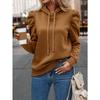 Women's Autumn and Winter Lapel Hooded Solid Colour Long Sleeve Casual Sweatshirt