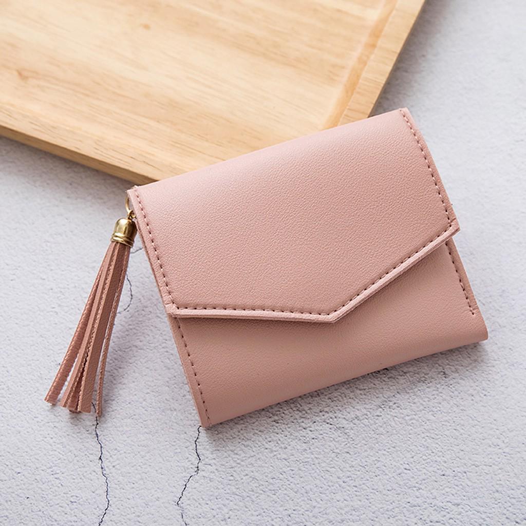 Fashion Women Tassel Short Wallet Coin Purse Holders Multi-Card Position Clutch