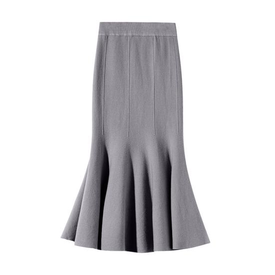 Юбка-рыбий хвост, эластичная юбка с высокой талией и запахом на бедрах, однотонная длинная трикотажная юбка для офиса и отдыха