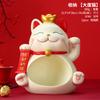 Lucky Cat Storage Tray Statue Resin Sculpture Sundries Candy Storage Box Fortune Cat Figurine Key Holder Living Room Home Decor