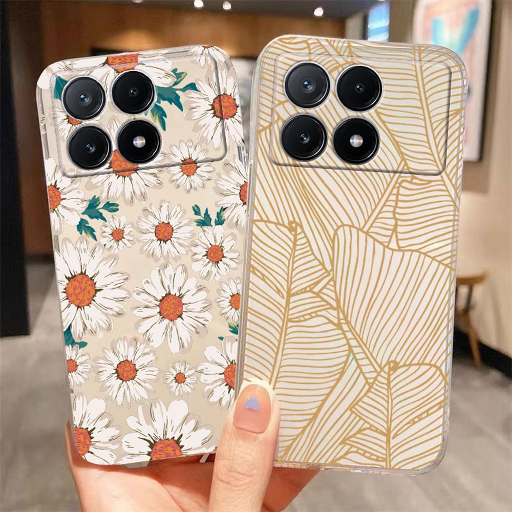 Цветочная композиция Роза Ромашка Прозрачный чехол для телефона Xiaomi Poco X6 X3 X4 X5 M4 Pro M5s Ударопрочный Мягкий Прозрачная крышка для девочек